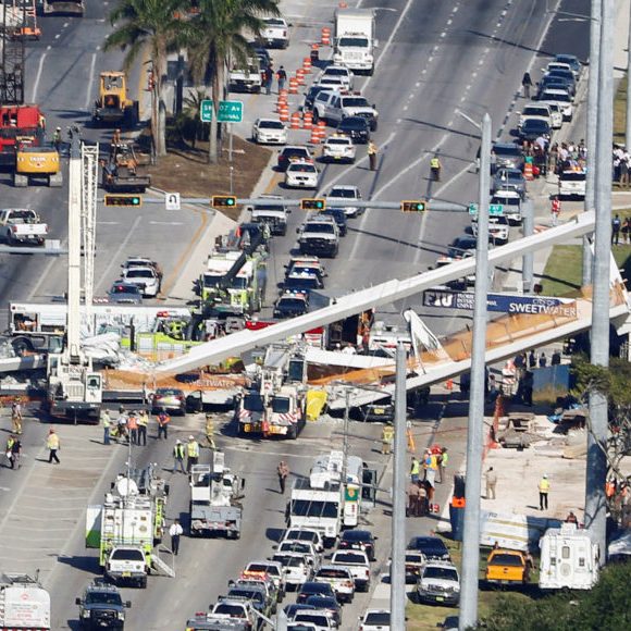 collapsed bridge causing traffic