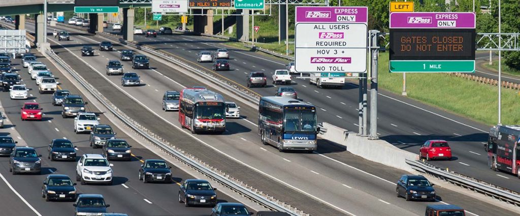 Road divided into express lanes