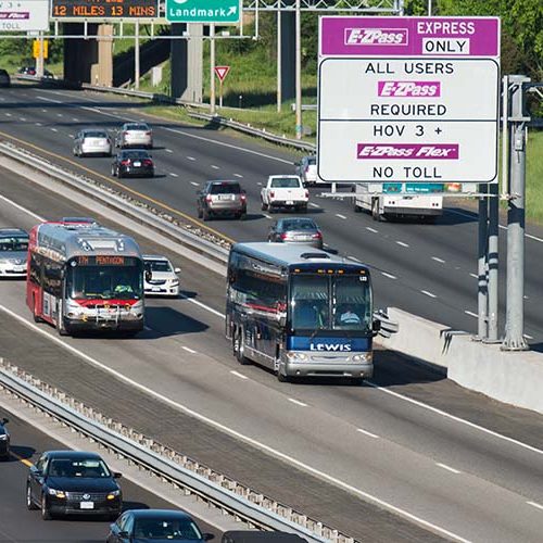 Road divided into express lanes