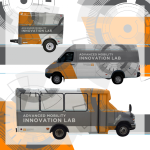 Drafts of what the portable education systems could look like. A small trailer, Sprinter van, and short bus.