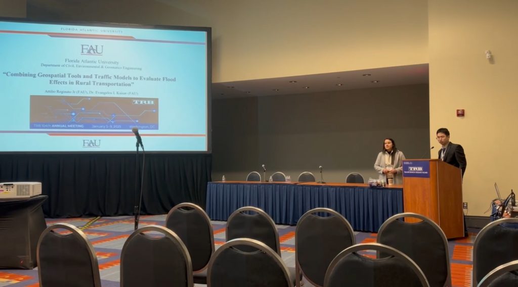 a researcher presenting a joint project at the 2025 TRB conference